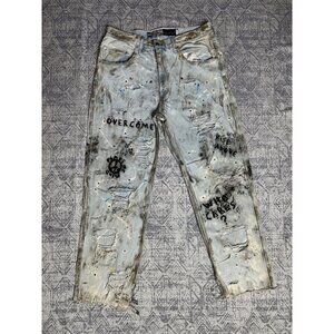 Custom Reworked Embellished Bleached Distressed Paint Stained dyed treated Levis